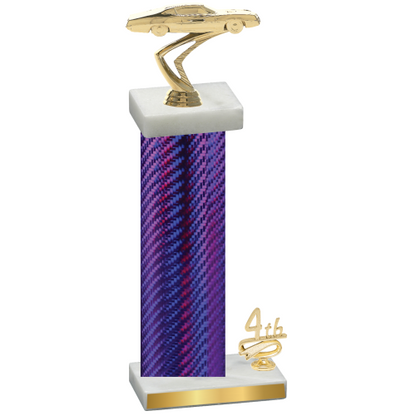 Accented Single Purple Carbon Fiber Fourth Place Cars Trophy
