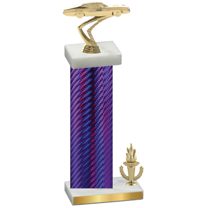 Accented Single Purple Carbon Fiber Victory Cars Trophy