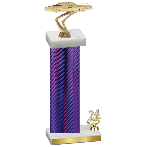 Accented Single Purple Carbon Fiber Year Cars Trophy