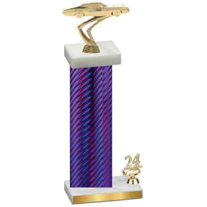 Accented Single Purple Carbon Fiber Year Cars Trophy