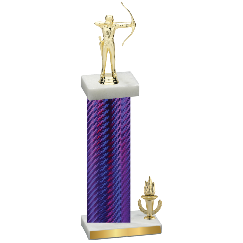 Accented Single Purple Carbon Fiber Victory Archery Trophy