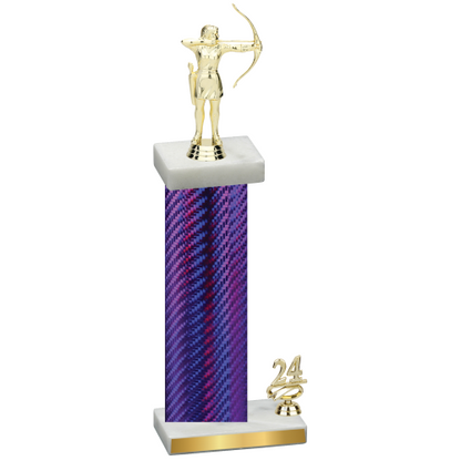 Accented Single Purple Carbon Fiber Year Archery Trophy