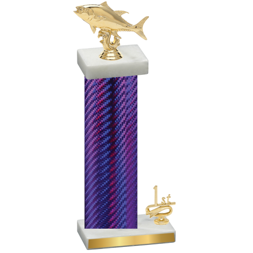 Accented Single Purple Carbon Fiber First Place Fishing Trophy