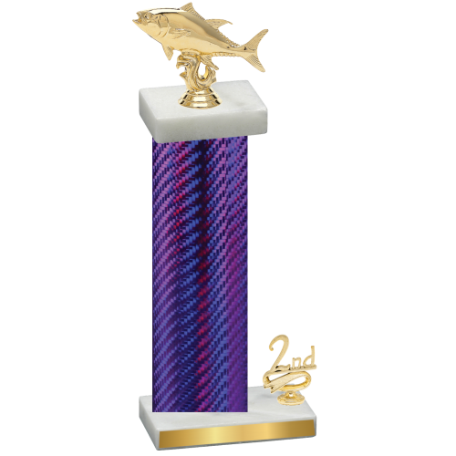 Accented Single Purple Carbon Fiber Second Place Fishing Trophy