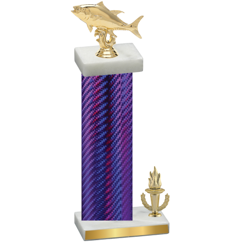 Accented Single Purple Carbon Fiber Victory Fishing Trophy