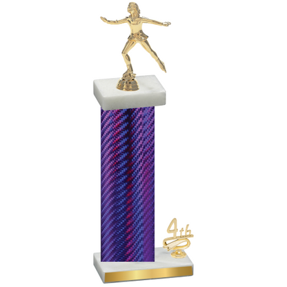 Accented Single Purple Carbon Fiber Fourth Place Skater Trophy
