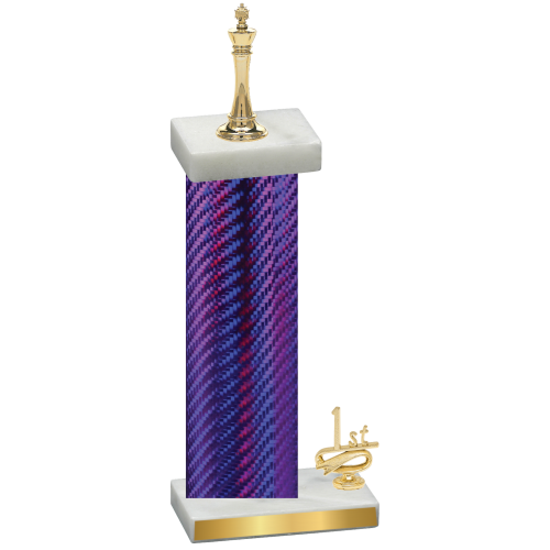 Accented Single Purple Carbon Fiber First Place Chess Trophy