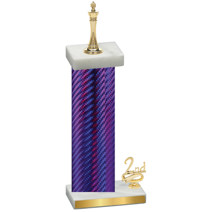 Accented Single Purple Carbon Fiber Second Place Chess Trophy