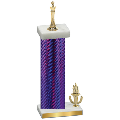 Accented Single Purple Carbon Fiber Victory Chess Trophy