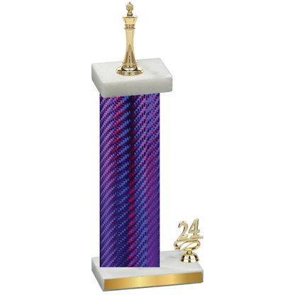 Accented Single Purple Carbon Fiber Year Chess Trophy