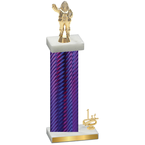 Accented Single Purple Carbon Fiber First Place Holiday Trophy