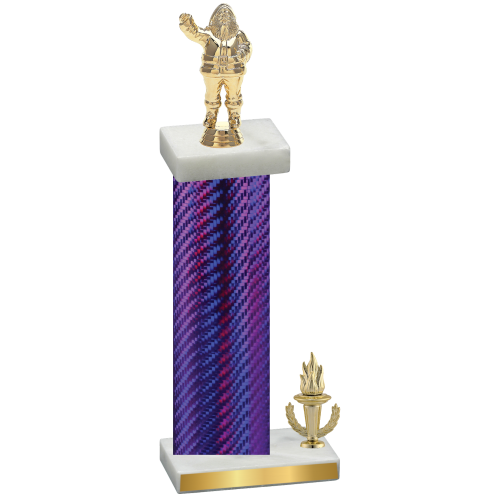 Accented Single Purple Carbon Fiber Victory Holiday Trophy