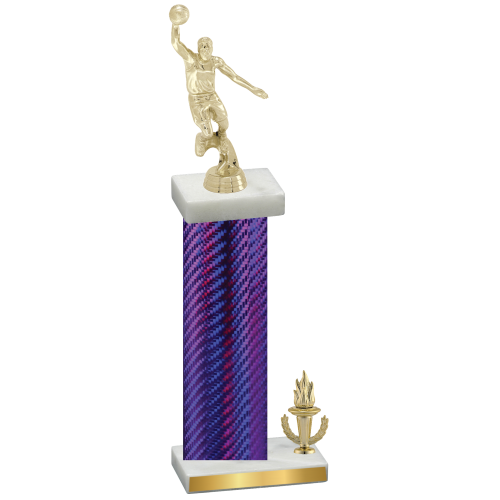 Accented Single Purple Carbon Fiber Victory Basketball Trophy