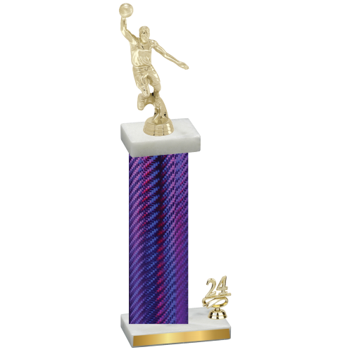 Accented Single Purple Carbon Fiber Year Basketball Trophy