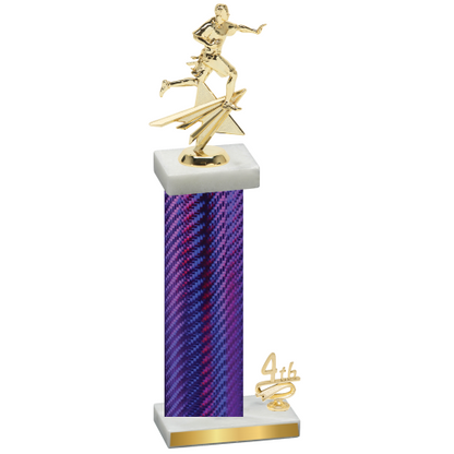 Accented Single Purple Carbon Fiber Fourth Place Flag Football Trophy