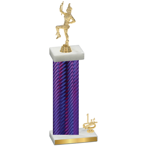 Accented Single Purple Carbon Fiber First Place Majorette Trophy