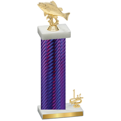 Accented Single Purple Carbon Fiber First Place Fishing Trophy