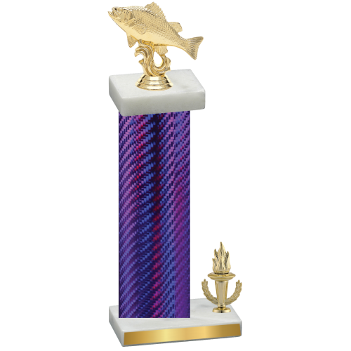 Accented Single Purple Carbon Fiber Victory Fishing Trophy