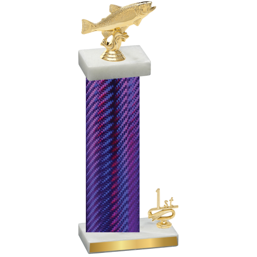 Accented Single Purple Carbon Fiber First Place Fishing Trophy