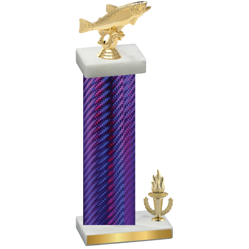 Accented Single Purple Carbon Fiber Victory Fishing Trophy