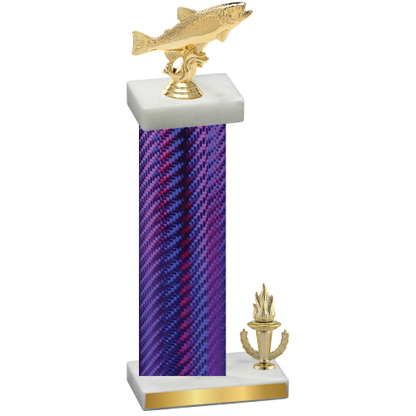 Accented Single Purple Carbon Fiber Victory Fishing Trophy