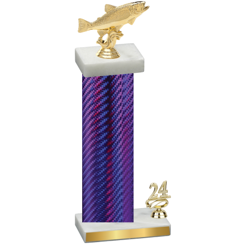 Accented Single Purple Carbon Fiber Year Fishing Trophy