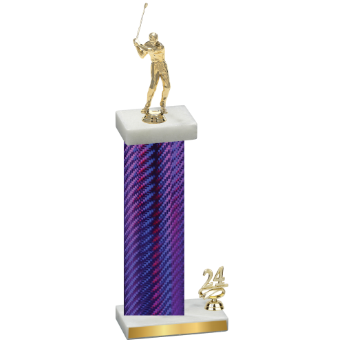 Accented Single Purple Carbon Fiber Year Golf Trophy