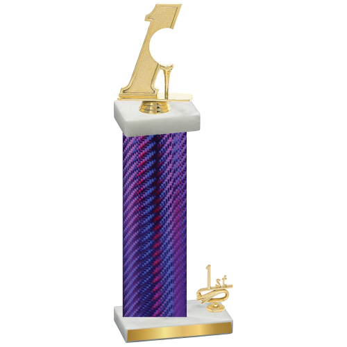 Accented Single Purple Carbon Fiber First Place Golf Trophy