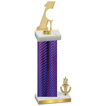 Accented Single Purple Carbon Fiber Victory Golf Trophy