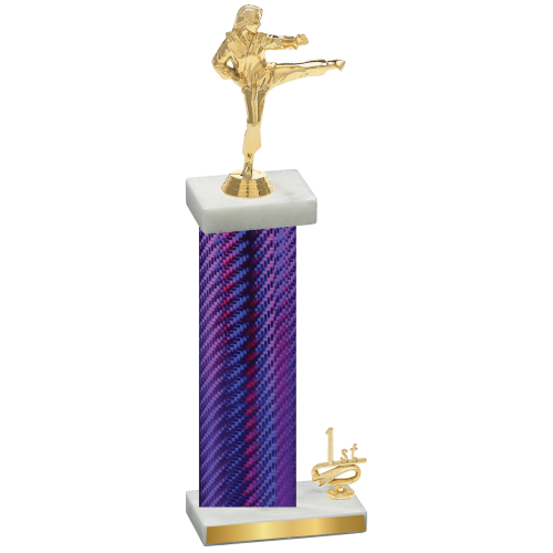 Accented Single Purple Carbon Fiber First Place Karate Trophy