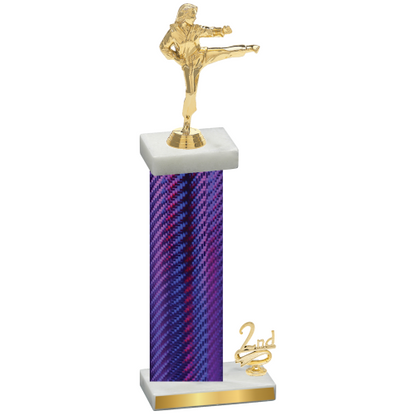 Accented Single Purple Carbon Fiber Second Place Karate Trophy