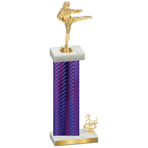 Accented Single Purple Carbon Fiber Third Place Karate Trophy