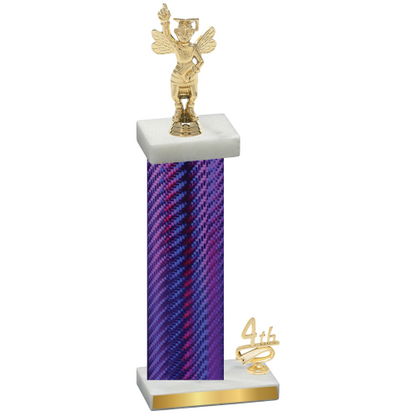 Accented Single Purple Carbon Fiber Fourth Place Academics Trophy