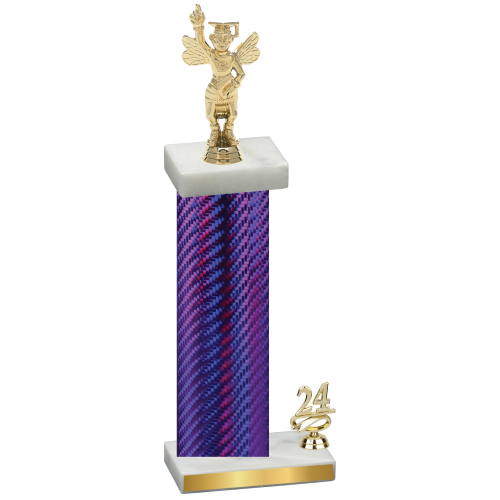 Accented Single Purple Carbon Fiber Year Academics Trophy