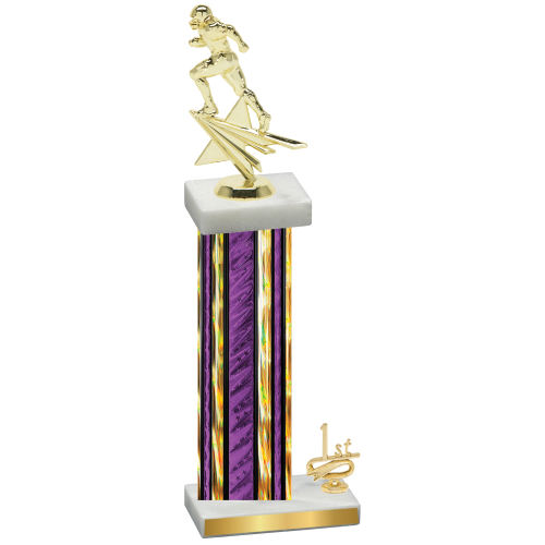 Accented Single Purple Glacier First Place Football Trophy