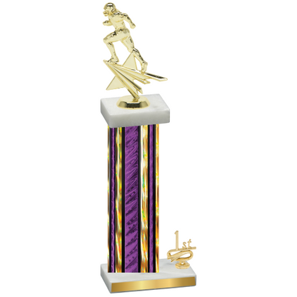 Accented Single Purple Glacier First Place Football Trophy