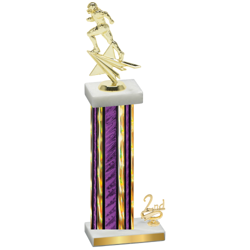 Accented Single Purple Glacier Second Place Football Trophy