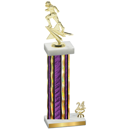 Accented Single Purple Glacier Year Football Trophy