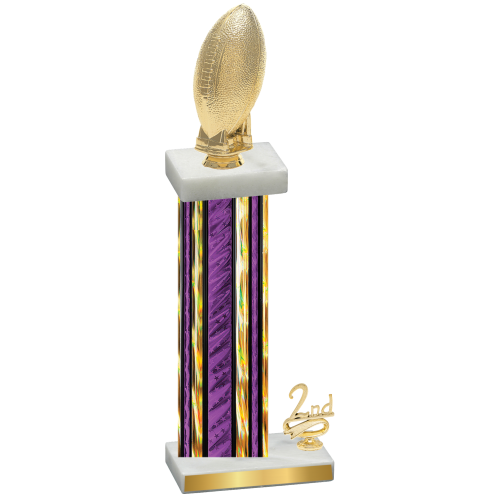 Accented Single Purple Glacier Second Place Football Trophy