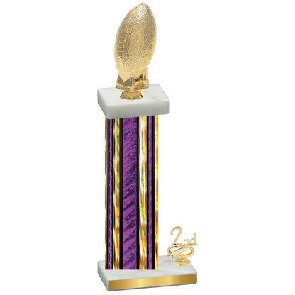 Accented Single Purple Glacier Second Place Football Trophy