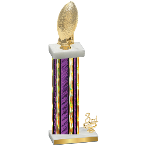 Accented Single Purple Glacier Third Place Football Trophy