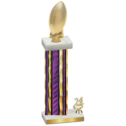 Accented Single Purple Glacier Year Football Trophy