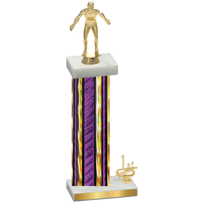 Accented Single Purple Glacier First Place Wrestling Trophy