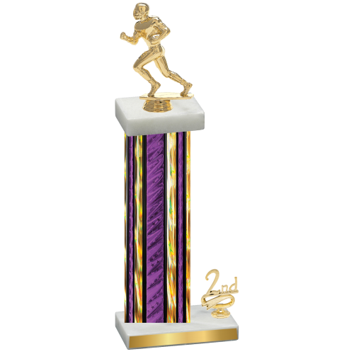 Accented Single Purple Glacier Second Place Football Trophy
