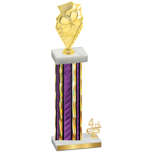 Accented Single Purple Glacier Fourth Place Pickleball Trophy