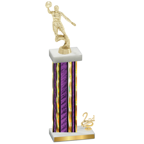 Accented Single Purple Glacier Second Place Basketball Trophy