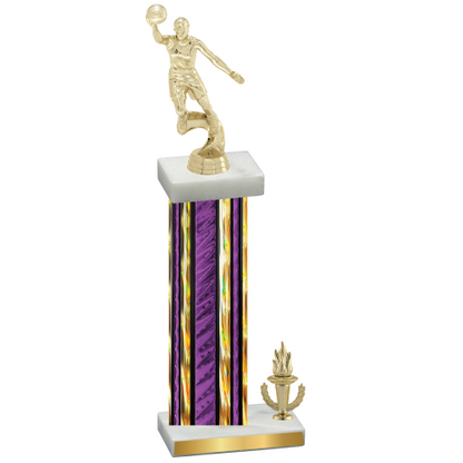 Accented Single Purple Glacier Victory Basketball Trophy