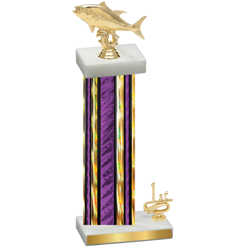 Accented Single Purple Glacier First Place Fishing Trophy