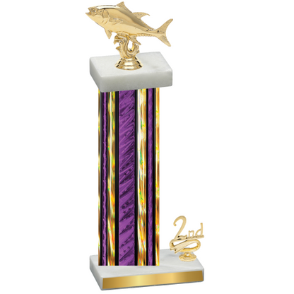 Accented Single Purple Glacier Second Place Fishing Trophy