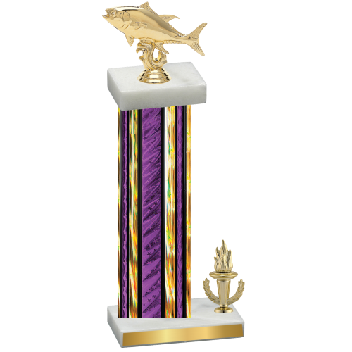 Accented Single Purple Glacier Victory Fishing Trophy